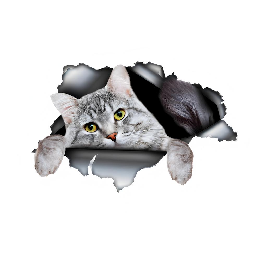 Gray Tabby Cat Cute Animal Car Decals Bumper Window Stickers Car Accessories Waterproof Vinyl Material