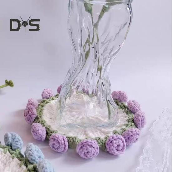 Подставка под букет роз крючком термостойкая самодельная вязаная цветочная кофейная кружка коврик для чашки кухонная столешница украшение стола