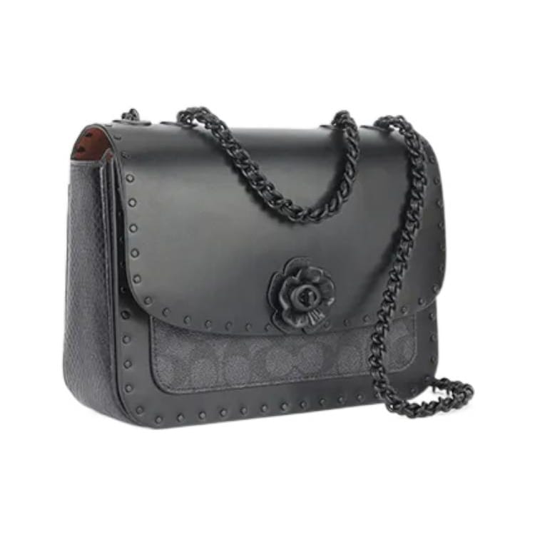 COACH Madison Leather Small Square Bag, Shoulder Bag, Crossbody Bag Medium Women's Black C3758-MWQV8