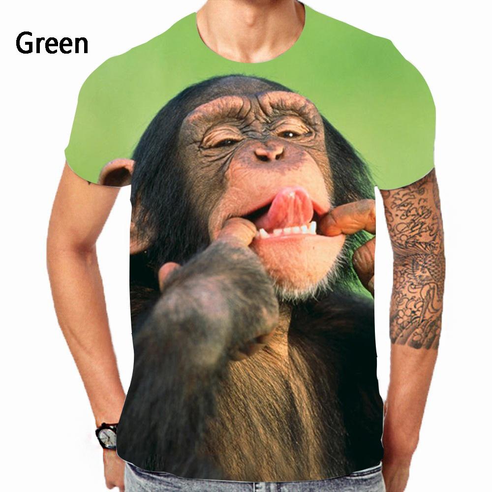 Мужские модные футболки с 3D-принтом гориллы-обезьяны, летние повседневные футболки с круглым вырезом и коротким рукавом