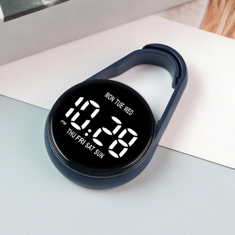 Touch Control Digital Pocket Watch Keychain Clip For Students Accurate Time LED Display Electronic Clock Accessories