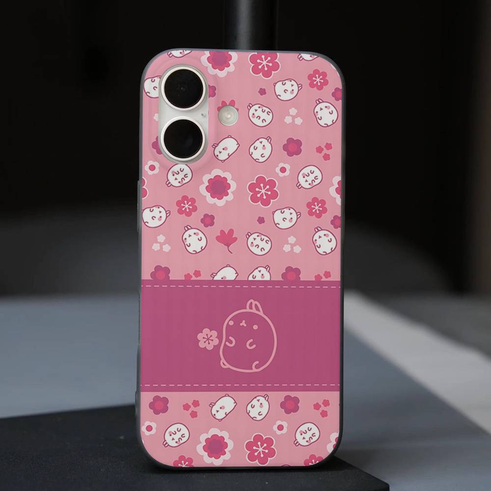 Cartoon Cute M-Molang For IPhone 17 16 15 11 12 13 14 Pro Max Plus Pro Corrugated Translucent Back Phone Cover