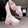 Fashion Thick-soled Slippers Women's Summer New Style Outer Wear Square Head 8cm Heightened Thick-heeled Platform Shoes Casual Sandals