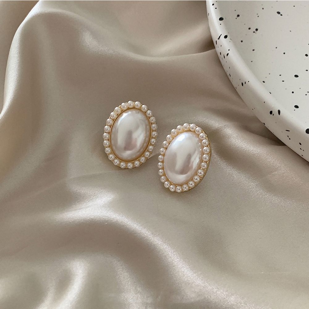 Ретро Темперамент Элегантный Корейский Стиль Серьги-гвоздики с жемчугом Женские Серьги Модные Украшения