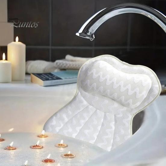 Подушка для ванны с 6 противоскользящими присосками, подголовник для ванны с сетчатой тканью 4D Air Mesh, подушка для поддержки шеи и спины, расслабляющие аксессуары для ванны