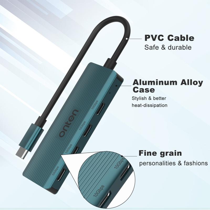 ONTEN UC620 15cm Cable Type-C to 4xUSB-C USB3.2 Gen2 Ports USB Hub Laptop Phone Adapter