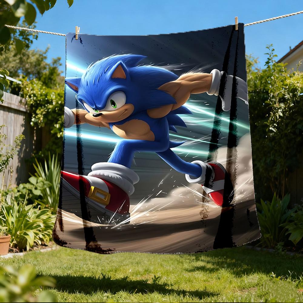 1 шт. Персонализированное фланелевое одеяло Sonic для улицы, Мягкое, Легкое, Персонализированное фланелевое одеяло, Цифровая печать,