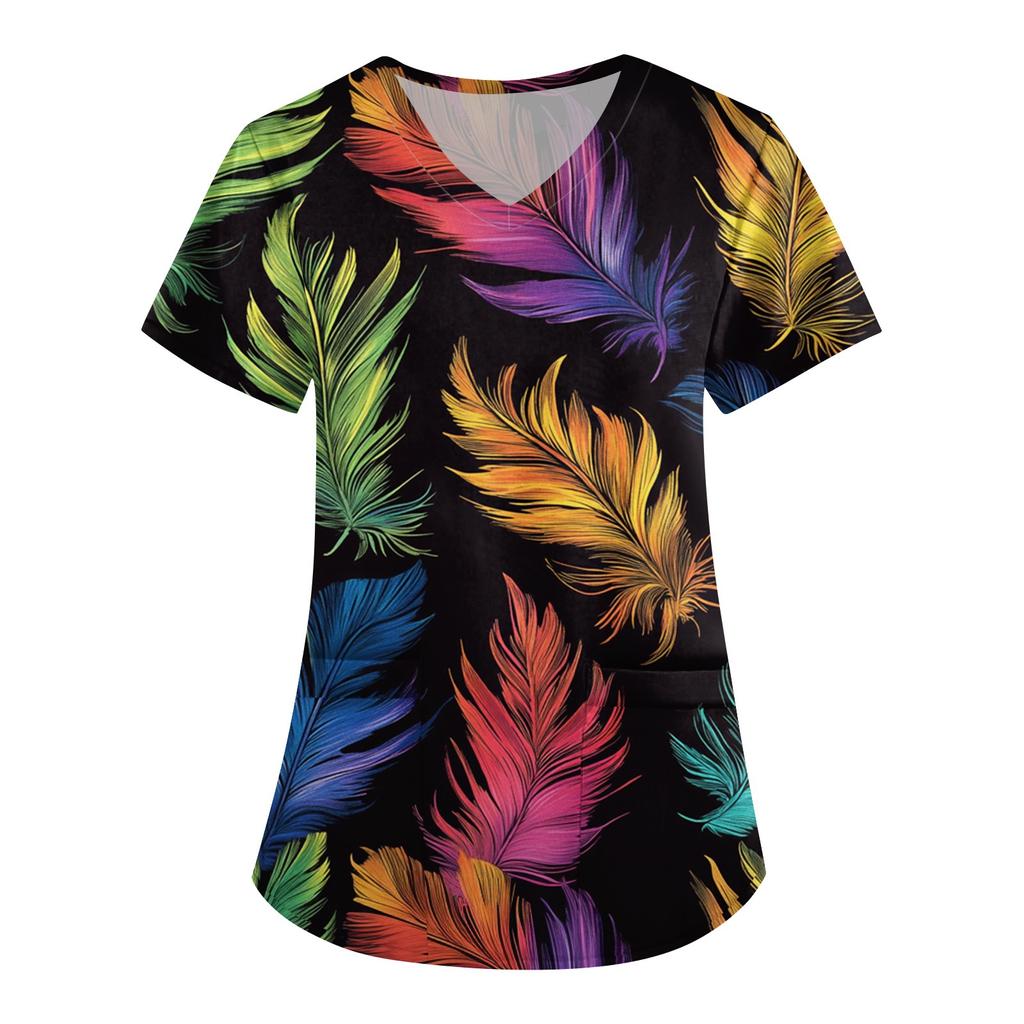 Women's V Neck Fashion Casual Carnival Printed Tops Dry-nurse Top