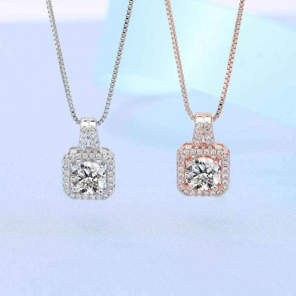 New Female 925 Sterling Silver Gemstone Zircon Cz Party Wedding Women Charm Choker Pendant Necklace Ladies Bridal Jewelry