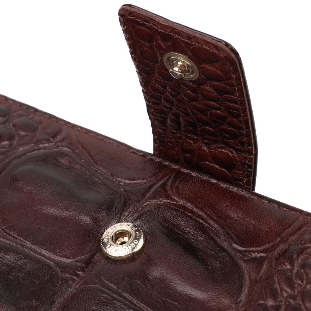 Excellent Stylish Men's Wallet Made of Genuine Leather with Crocodile Embossing CANPELLINI 21846 Brown