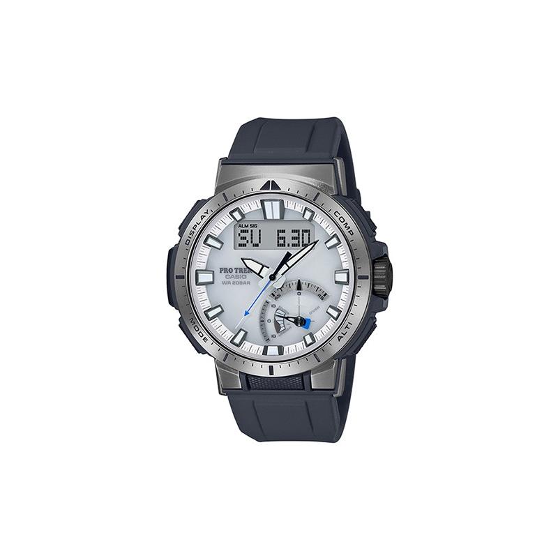 Casio Серия PRO TREK-Дисковый двойной дисплей Наручные часы для альпинизма Металлические Многофункциональные Радиоуправляемые Ударопрочные и водонепроницаемые Спортивные Солнечные Кварцевые PRW-70-7PR