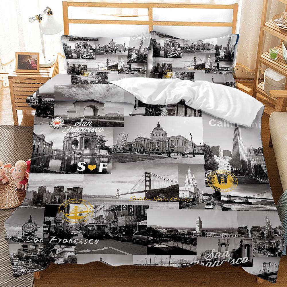 Трехкомпонентное постельное белье с 3D цифровой печатью, пододеяльник