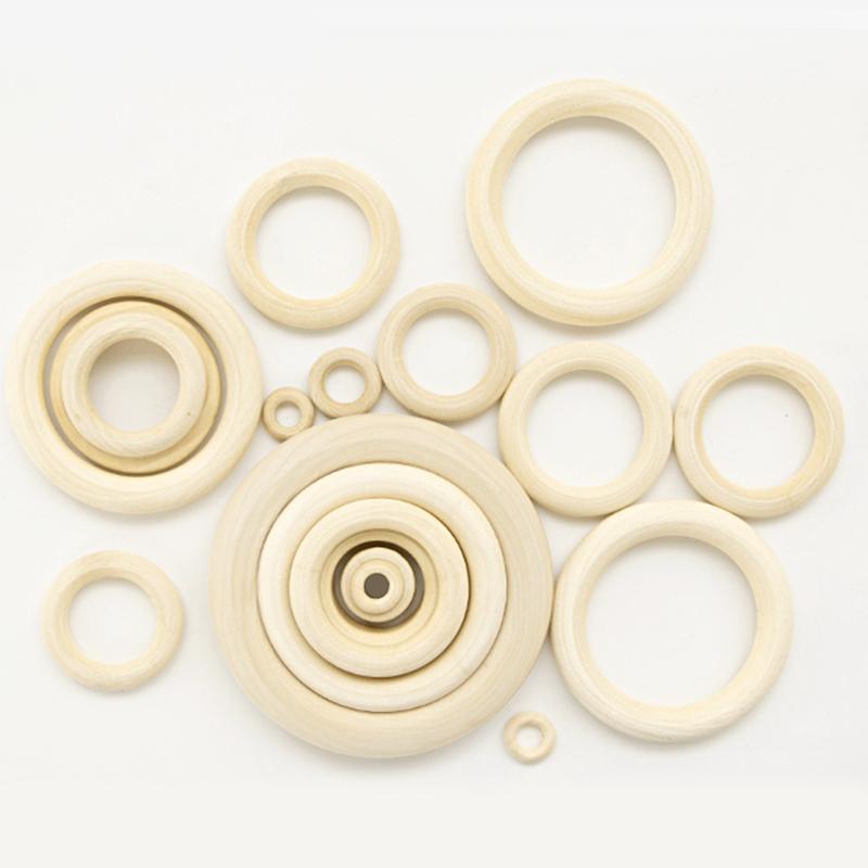 Бусины из натурального дерева для прорезывания зубов, деревянное кольцо для детей, DIY деревянные ювелирные изделия, поделки