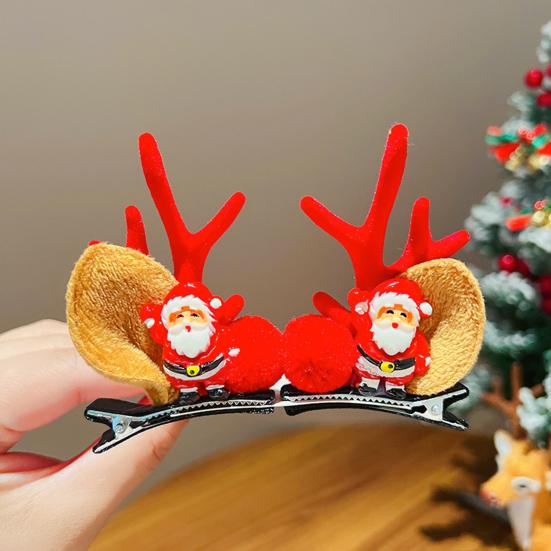 1 пара рождественских заколок для волос, праздничные стили, олень, рождественская елка, снеговик, Санта-Клаус, плюш, декор из пайеток, заколки для волос