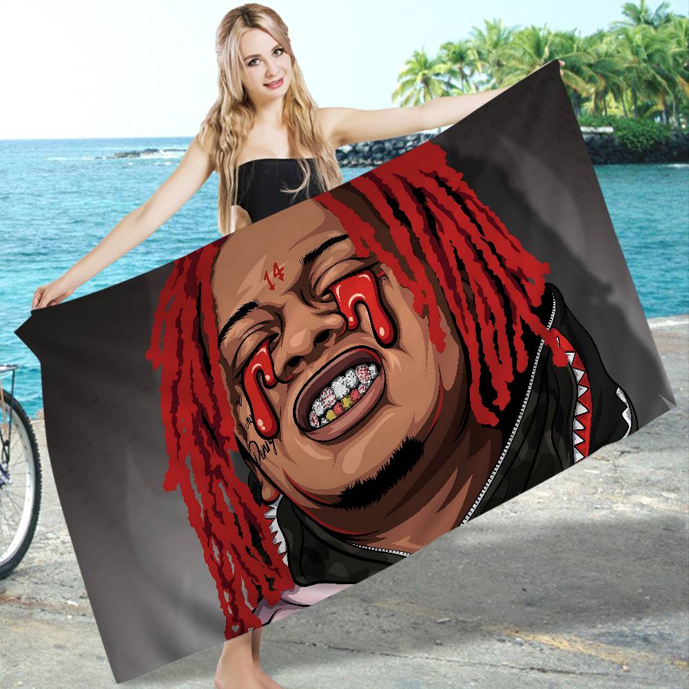 Рэпер T-Trippie Смешной R-Redd Аниме Пляжное Полотенце Мягкое Впитывающее Мочалка Детские Подарки Для Детей Путешествия Кемпинг Тренажерный Зал