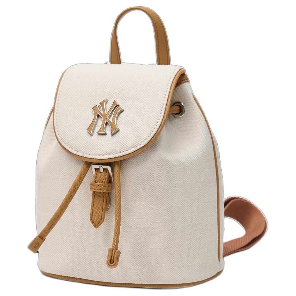 New MLB MONOGRAM Series New York Yankees Team Cotton Backpack Mini Unisex Dark Cream 3ABKS014N-50CRD