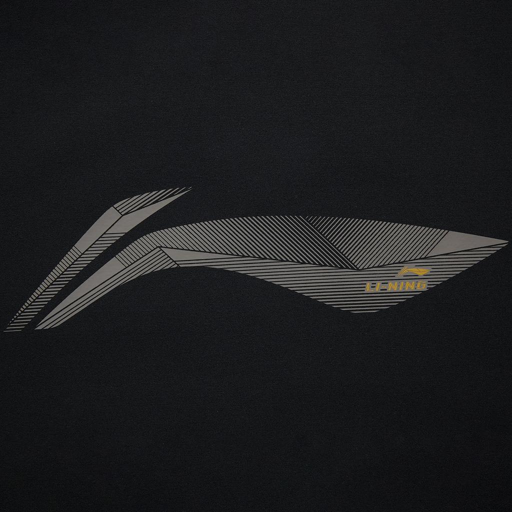 Li Ning Fitness Series Sports Fashion Letter Round Neck Loose Comfortable Warm Fleece Long Sleeve Sweatshirt Men Sweatshirt Black AWDU567-1