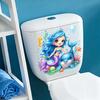 Toilet Sticker, Traceless Tear-Off Design Waterproof PVC Decal, Self-Adhesive Ocean Mermaid Pattern Bathroom Sticker with Dolphins Jellyfish Seahorses