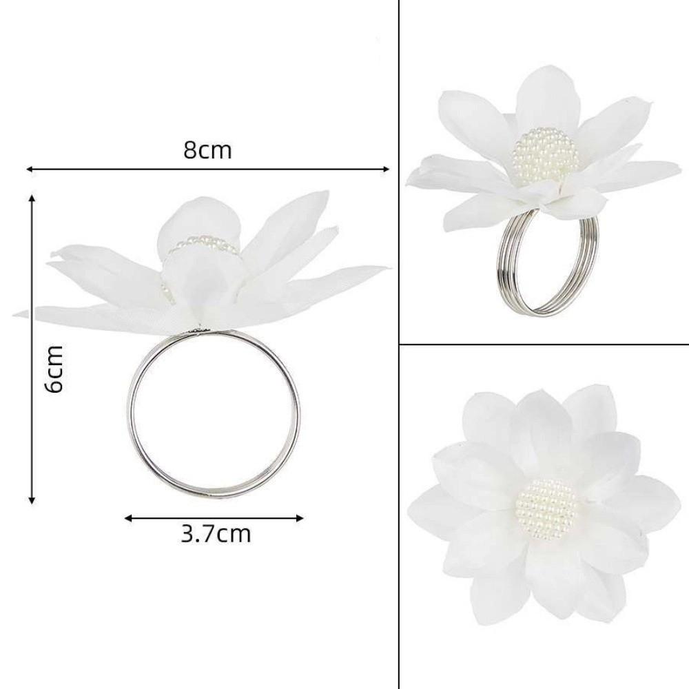 3pcs White Napkin Rings Silk Flower Napkin Buckles Vintage Napkin Holders  Dinner Table Decoration