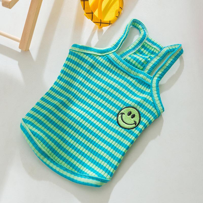 Весна Лето Смайлик Полосатый Комбинезон на Подтяжках Маленькие и Средние Собаки Тедди Бигбер Кот Одежда для Питомца Щенок Одежда для Собаки