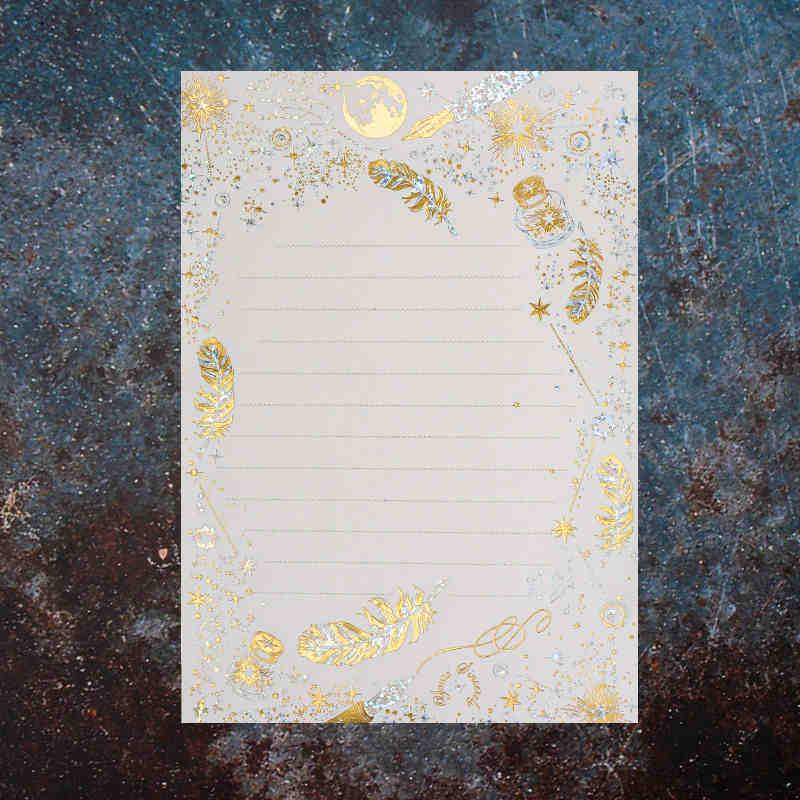 Бумага для писем и подарочных сообщений с тиснением серебром «Звездное небо» в ретро-стиле