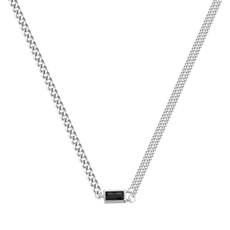 ANENJERY Черное квадратное ожерелье с цирконом Aaa для женщин, двухслойное ожерелье, металлическое колье, ожерелье, подарок, оптовая продажа