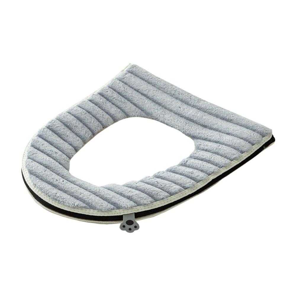 Double-sided Toilet Seat Cushion Stripe Plush Toilet Seat Pad Household Four Seasons