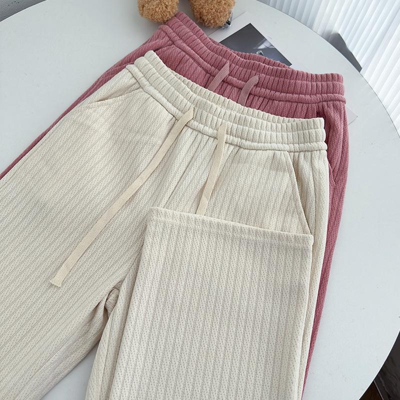 Утолщенные широкие брюки из бархата, теплые женские брюки, зимние брюки длиной до пола, повседневные брюки, трикотажные прямые брюки