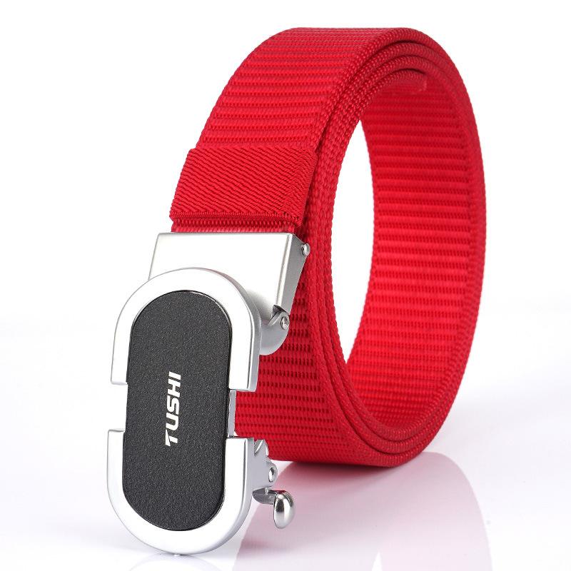 Новый мужской ремень для поездок на работу с автоматической пряжкой из нейлона, универсальный двухслойный толстый ремень для отдыха на природе