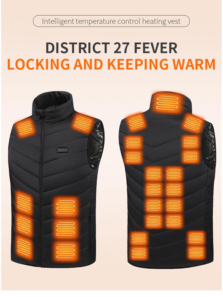 27 District Smart Temperature Control Heated Vest - Унисекс Зимний Электрический Подогреваемый Жилет
