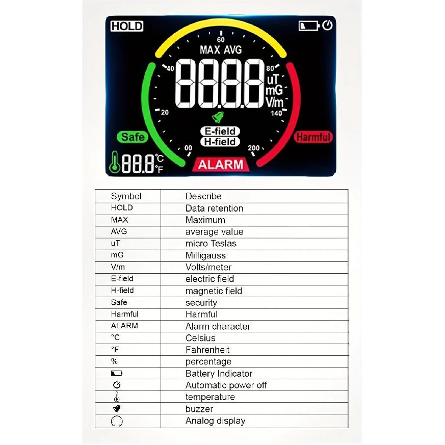 MESTEK EMF01 Electromagnetic Field Radiation Detector Ghost Hunting Digital LCD EMF Meter for Home Office Router Microwave