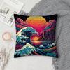 Art The Great Wave Off Kanagawa Pillow Case Square DoubleSided Printing Sofa Cushion Cover Pillowcase Bedroom Bedside