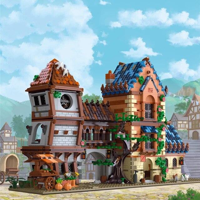 MOC Creative City Модель 89150 Средневековый рынок 3335 шт. Строительные блоки Кирпичи Развивающие игрушки для детей Рождественские подарки 89151 89152