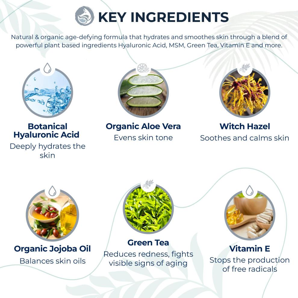 Hyaluronsure Gesichtserum - hydratisierendes Anti -Falten -Anti -Aging -Gesichtsserum - mit Vitamin C und E grnem Tee Jojobal - Natural und Bi