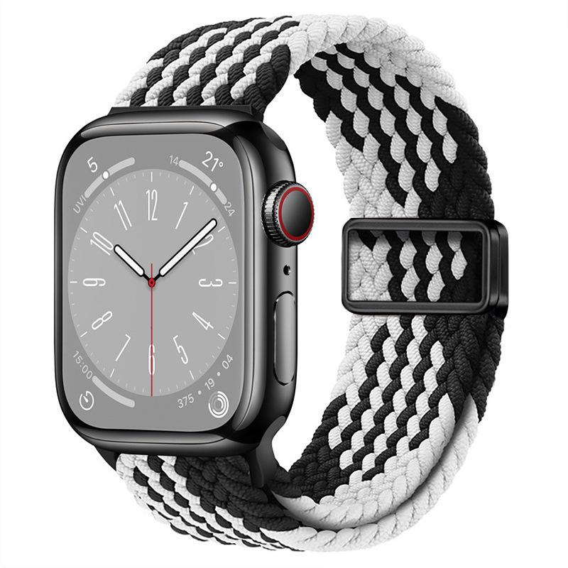 Совместимо с Apple Watch S10, iWatch 11, Xiaomi 9, Huawei; Нейлоновый ремешок с магнитной пряжкой "Радуга".
