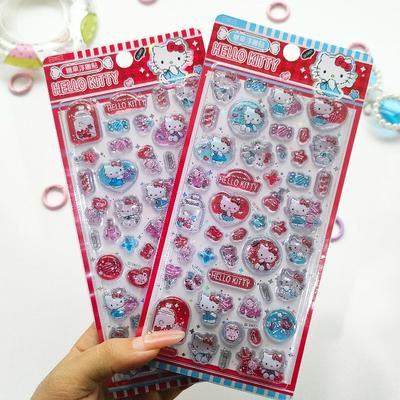Высококачественные Кавайные Наклейки Hello Kitty 3D Рельефные Милые Наклейки для Чехла Телефона, Ноутбука, Бутылки для Воды Школьные Канцелярские Принадлежности