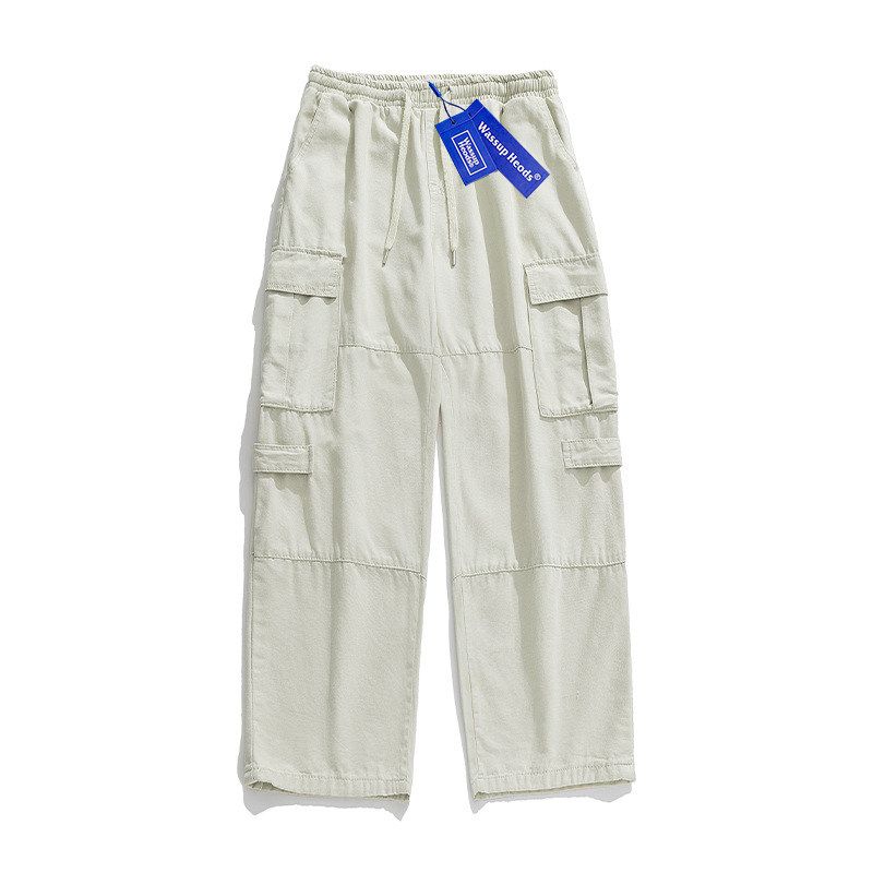 Wassup Retro Wide-Leg Pants Boys Loose Straight-leg Fall and Winter American Street Workwear Fashion Brand Wind Multi-Pocket Pants