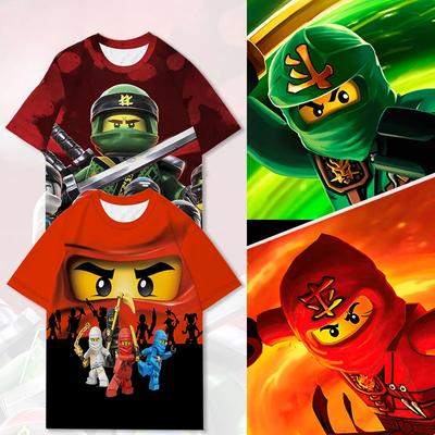 Футболка Ninjago 2025 года с принтом в виде мультфильма «Аниме» для мальчиков и девочек, летняя футболка, новый стиль, уличные тенденции, детская одежда, короткий рукав