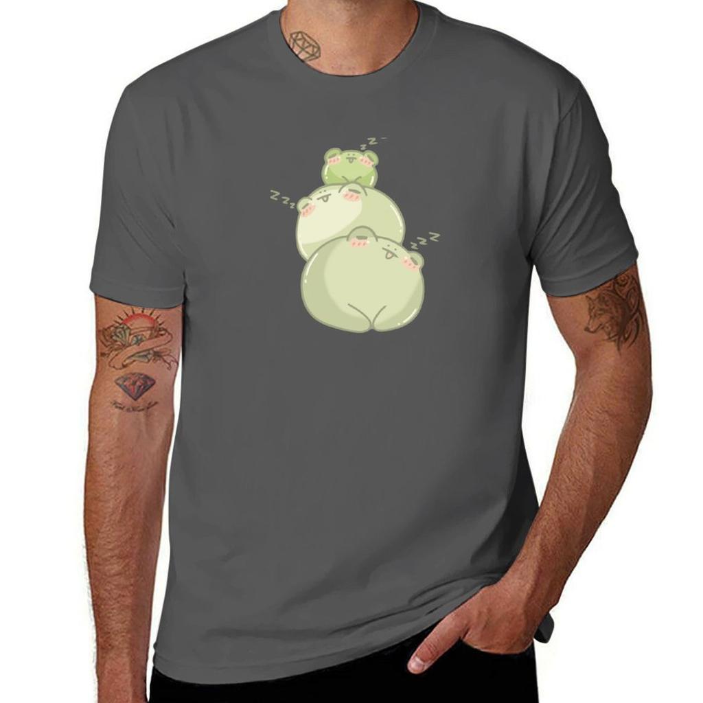 Cute Sleeping Frog Stack Tshirt Big Size Short Sleeve Casual Top