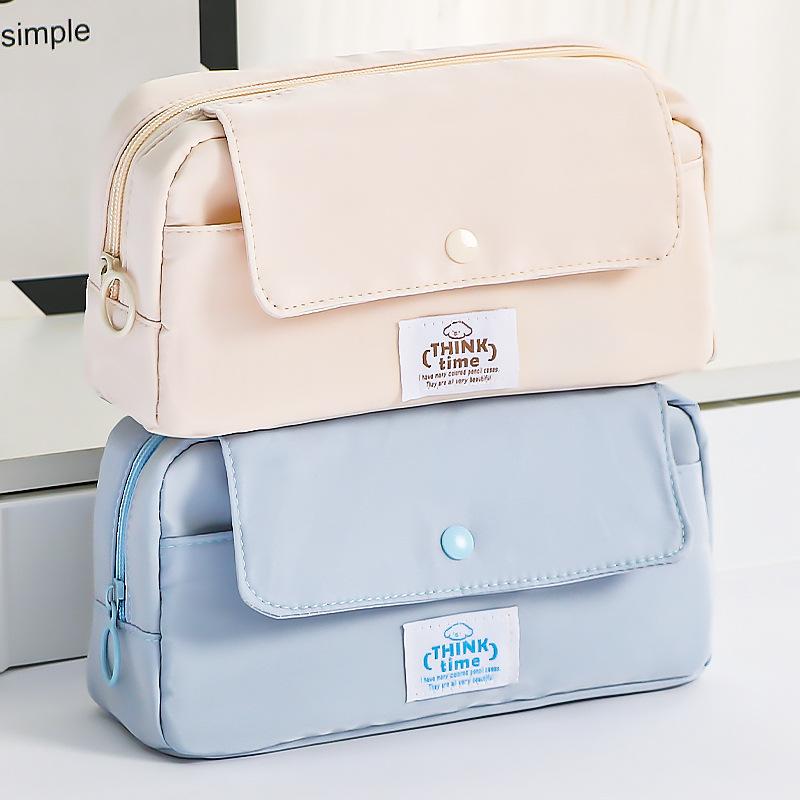 1 шт., пенал в стиле минимализм для студентов, креативный дизайн, однотонная серия, пенал большой емкости, канцелярские принадлежности, школьная сумка