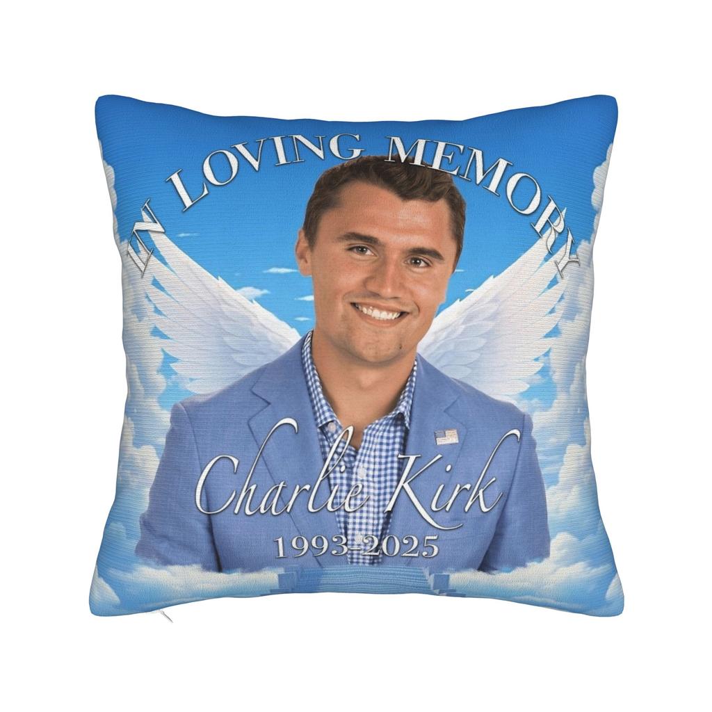Charlie Kirk Memorial Pillow Cover  Graphic Cushion Cover Vintage Pillow Case For Couch Sofa Bedroom