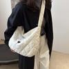 Large Capacity Plaid Messenger Bag Foldable Cartoon Dog Handbag Thickened Cotton Bag  Winter