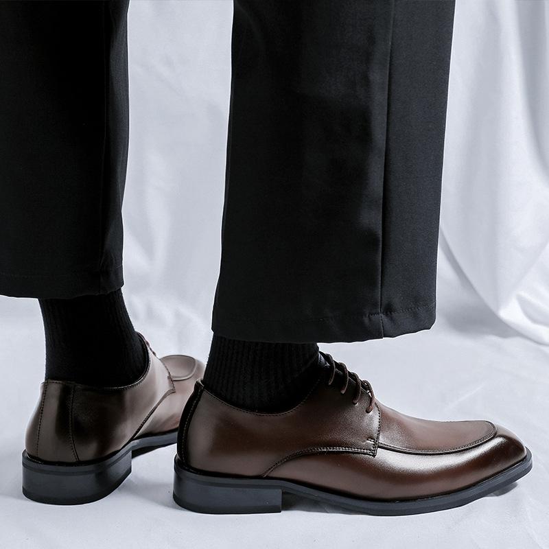 Мужская повседневная деловая офисная формальная обувь большого размера на шнуровке дерби черная коричневая из натуральной кожи кроссовки трендовая обувь