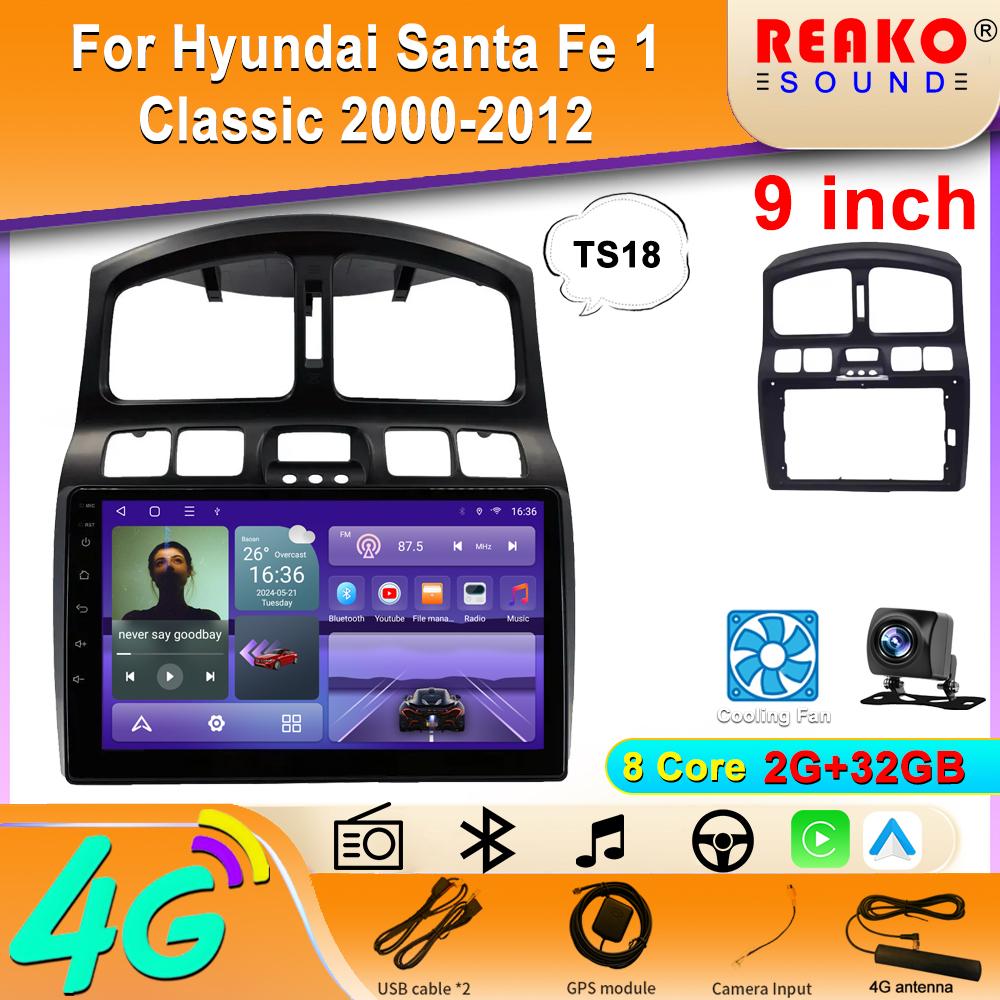 Wireless Car Stereo for Hyundai Santa Fe 1 Classic 2000-2012 CarPlay Android Auto IPS Touchscreen Car Radio with Backup Camera GPS