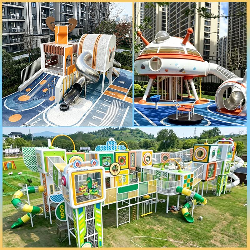 Children's Large Outdoor Stainless Steel Slide for Parks and Residential Areas - Non-Powered Play Equipment
