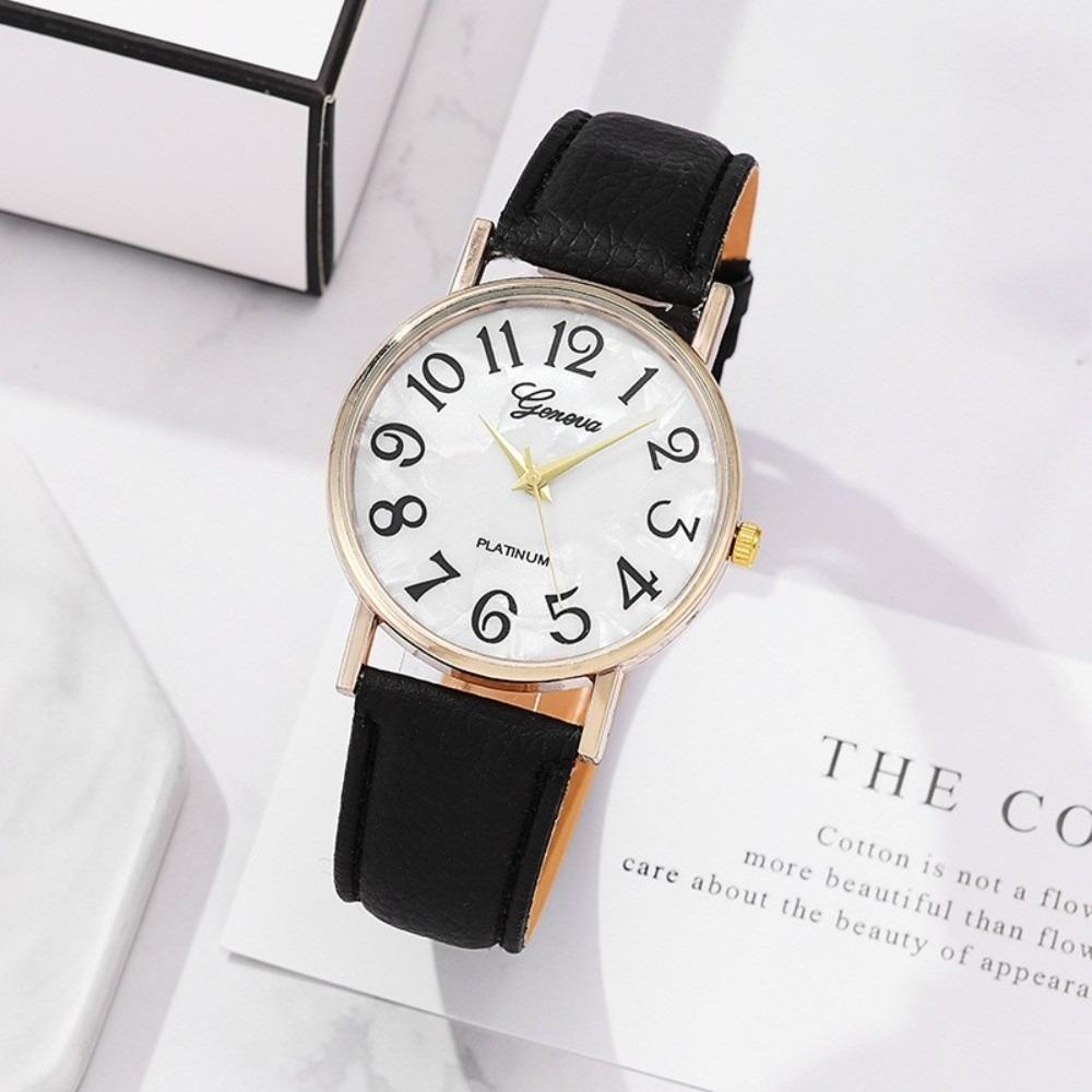 Big Digital Geneva Watch Shell Dial Dress Watch Fashion Quartz Wristwatch  Women