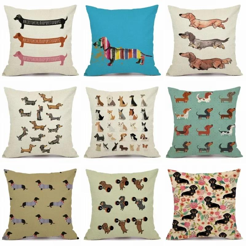 Christmas Sausage Style Cushion Cover Christmas Dog Christmas Home Decorative Pillow Cover Merry Gift 45X45Cm