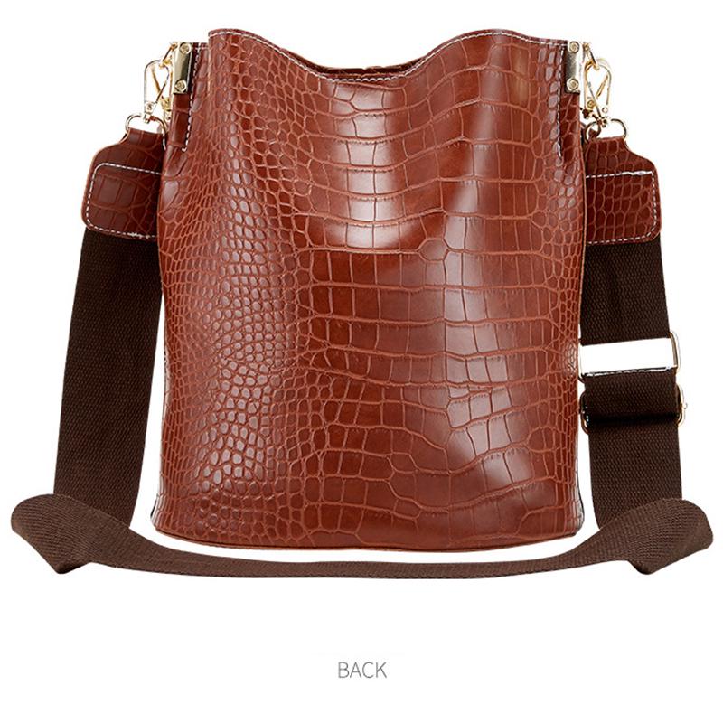 Женская сумка-ведро из искусственной кожи с тиснением