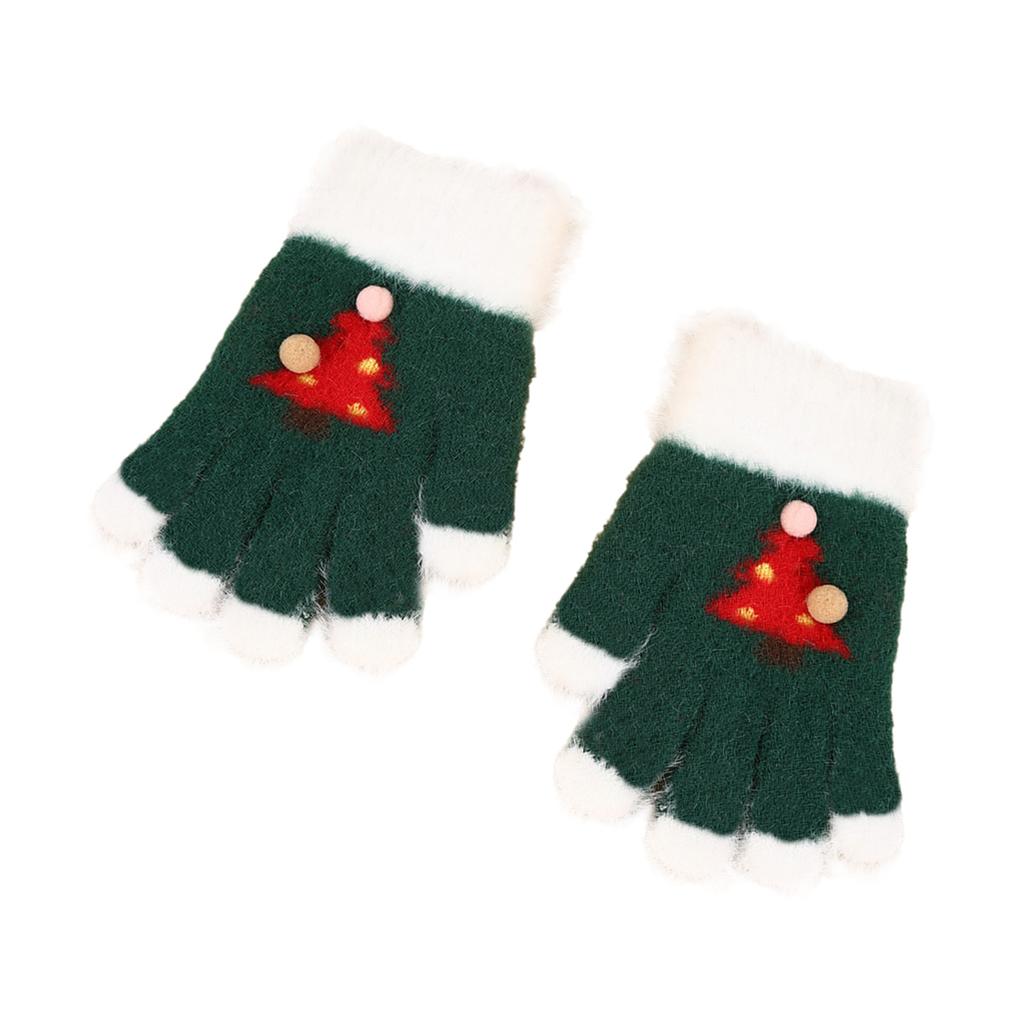 Christmas Children Knitted Gloves Cartoon Printed Warm Winter Mittens for Kids Outdoor Riding