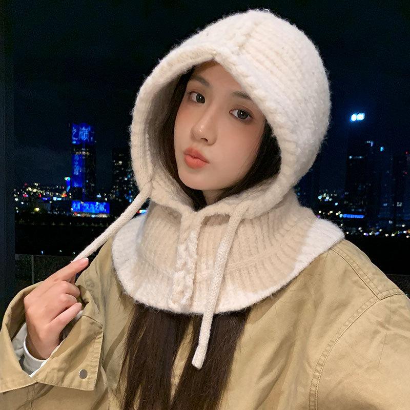 Ear Protection Knitted Hat Women's Autumn and Winter Windproof Plush Thread Lei Feng Hat